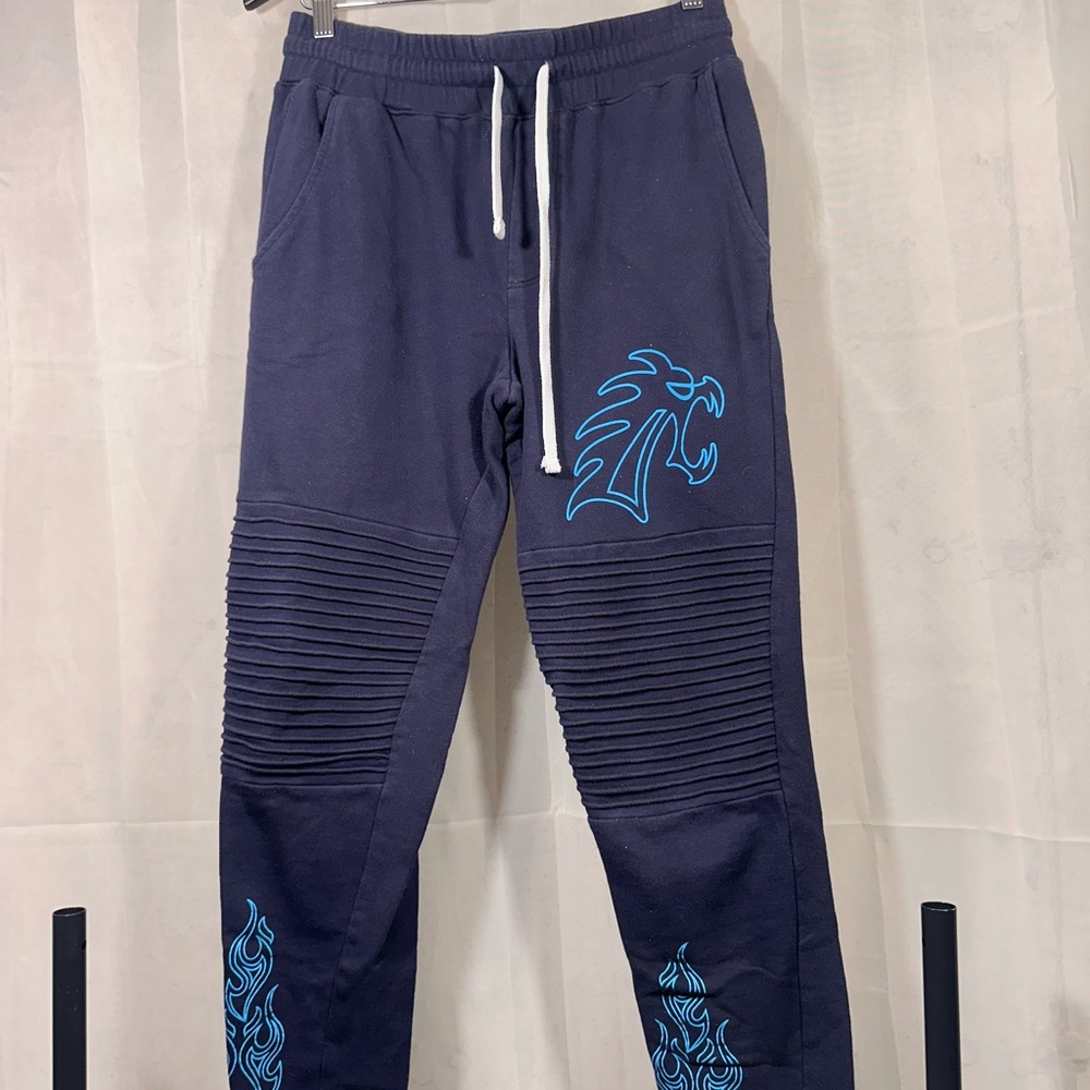 Disney Men's Dark Blue Joggers with Light Blue Design